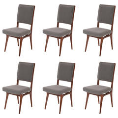 Six Sculpted Walnut and Upholstered Dining Chairs 12