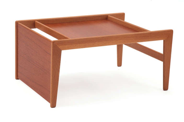 Sculptural teak and mahogany serving tray from Sweden circa late 1950's. This newly finished example is perfect for breakfast in bed for your design crazed significant other, mistress or casual fling you are trying to impress. Mind you if he/she is
