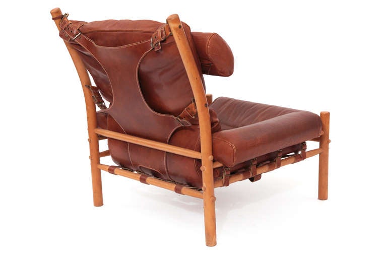 Mid-Century Modern Beech and Leather Inka Chair by Arne Norell