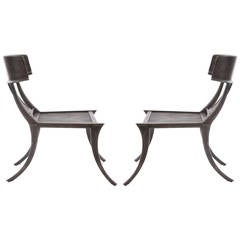 Pair of Michael Taylor Aluminum Klismos Lounge Chairs