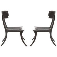 Pair of Cerused Oak Klismos Chairs by Michael Taylor