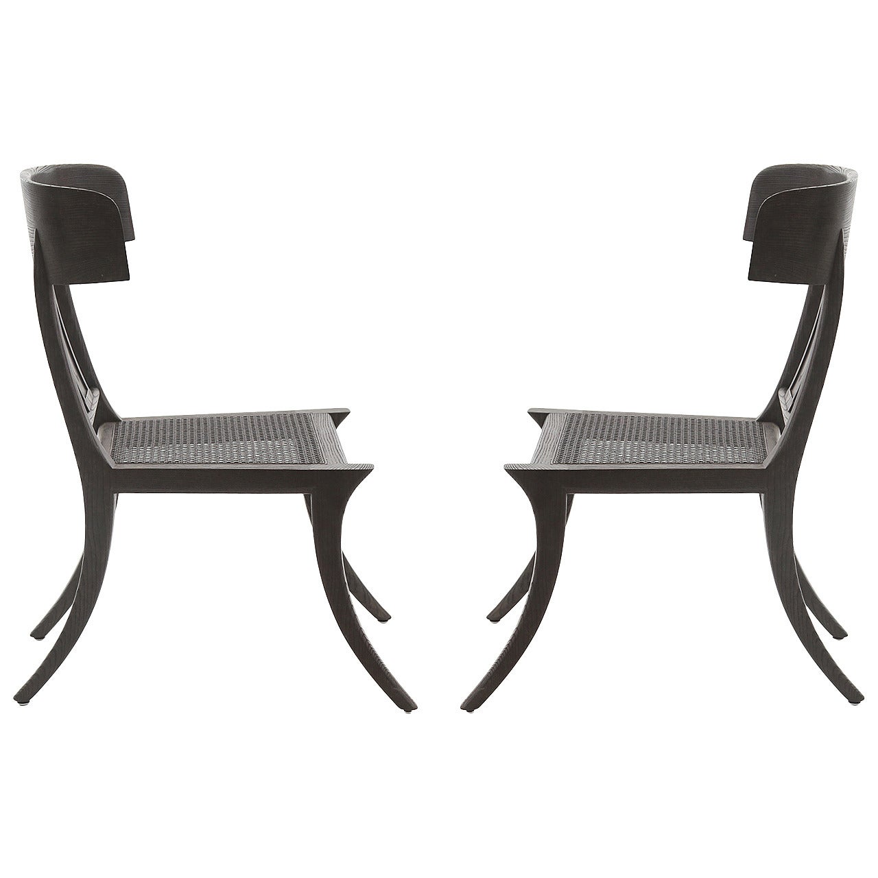 Pair of Cerused Oak Klismos Chairs by Michael Taylor