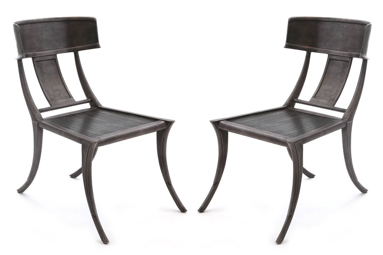 Pair of Michael Taylor Aluminum Klismos Lounge Chairs