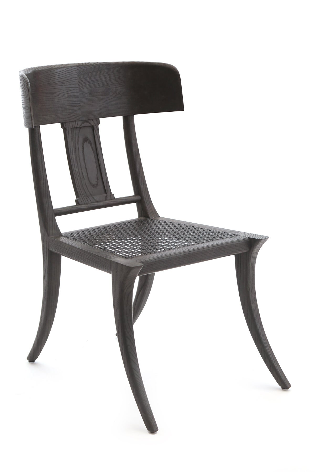 Mid-Century Modern Pair of Cerused Oak Klismos Chairs by Michael Taylor