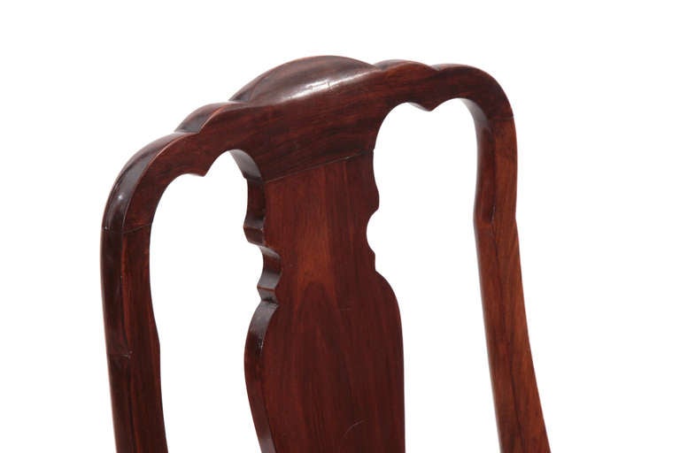 Six Stunning Burled Walnut Queen Anne Dining Chairs 1