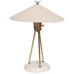 Brass and Enameled Metal Tripod Lamp by Lightolier