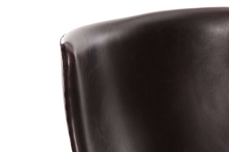 Swedish High Back Leather Lounge Chair by Arne Norell