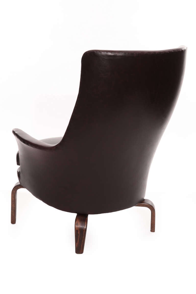 High Back Leather Lounge Chair by Arne Norell at 1stdibs