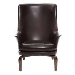 High Back Leather Lounge Chair by Arne Norell High Back Leather Lounge Chair by Arne Norell