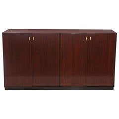 Lacquered Walnut and Brass Sideboard by Directional
