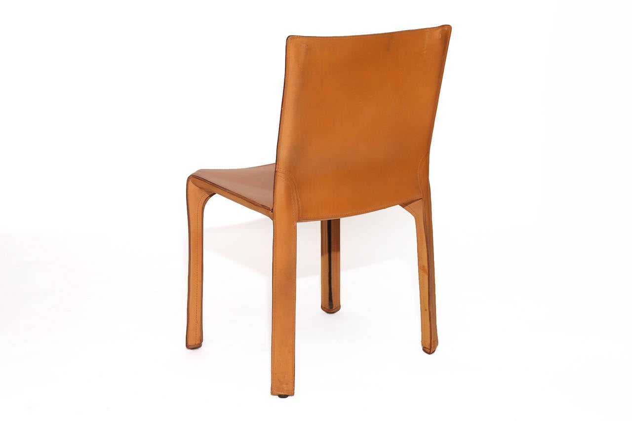 Six Mario Bellini for Cassina Leather 'Cab' Chairs In Good Condition In Phoenix, AZ
