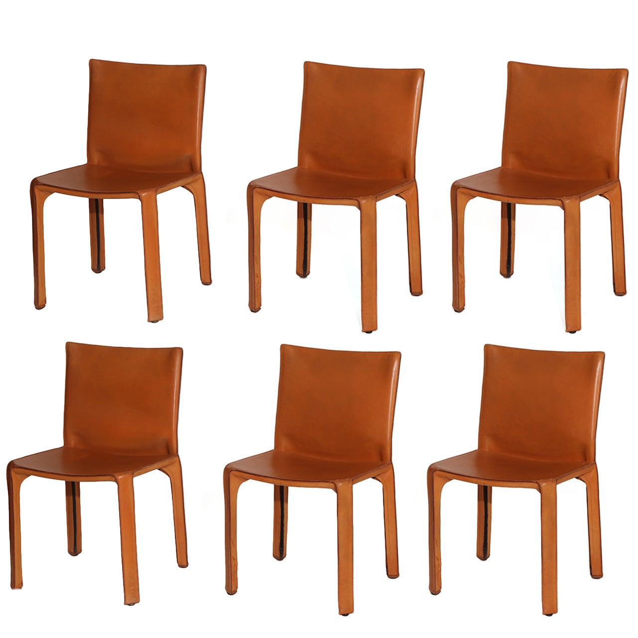 Six Mario Bellini for Cassina Leather 'Cab' Chairs