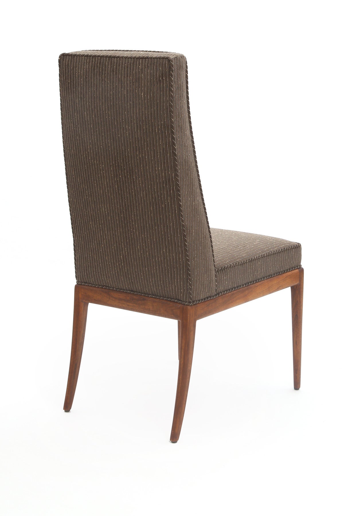 American Six Saber Leg Mahogany and Upholstered Dining Chairs