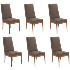 Six Saber Leg Mahogany and Upholstered Dining Chairs