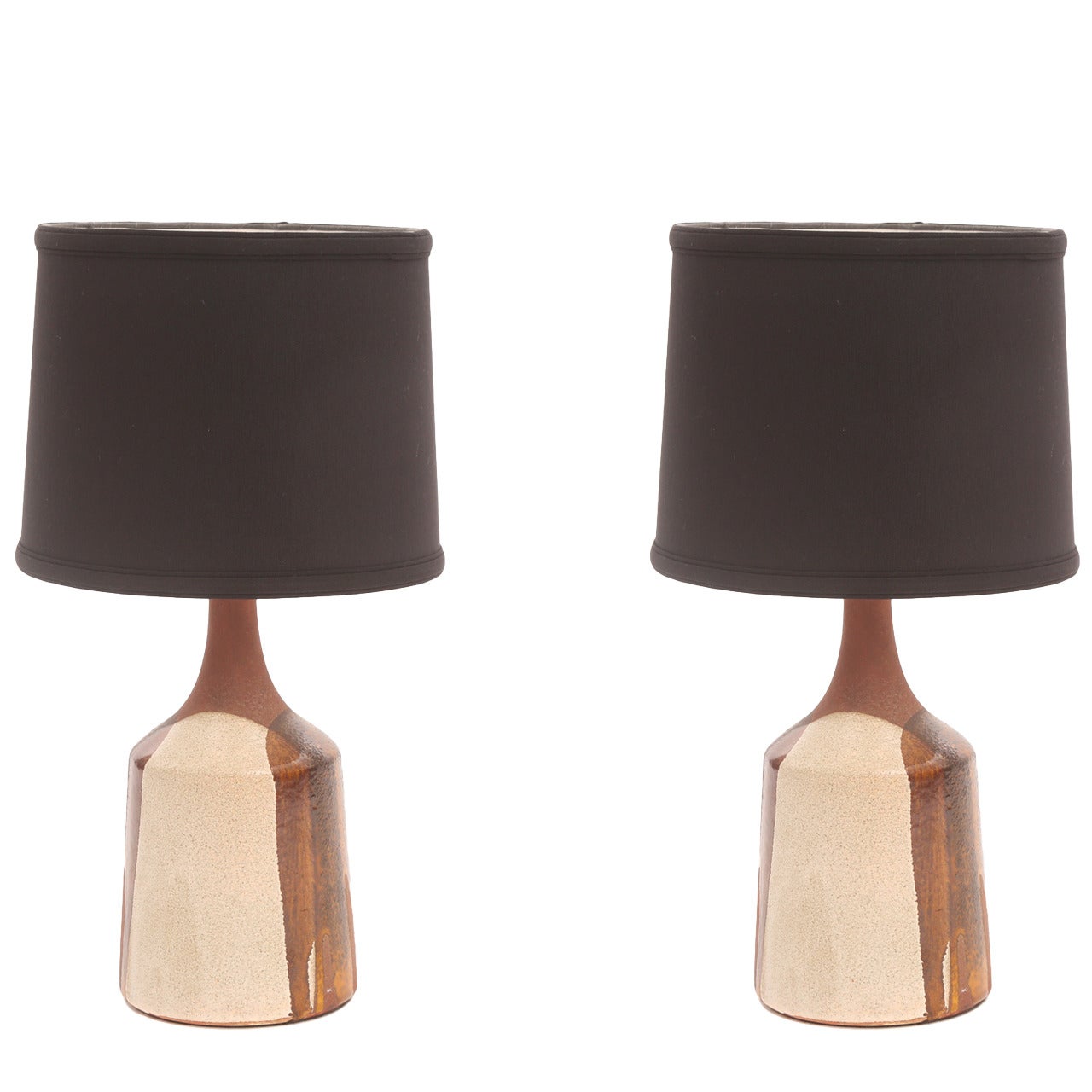 Pair of Glazed Ceramic Lamps by David Cressey