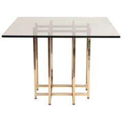 Patinated Brass and Glass Architectural Dining Table