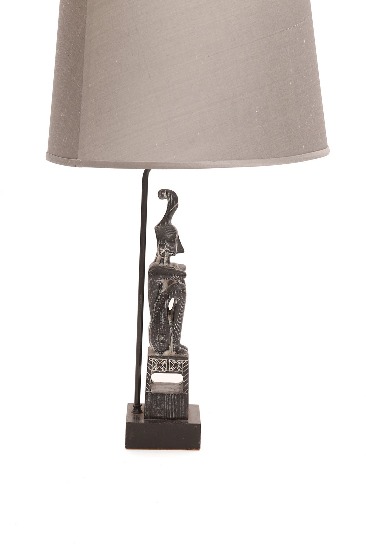 American Table Lamp of a Warrior Figure in Cerused Oak  For Sale