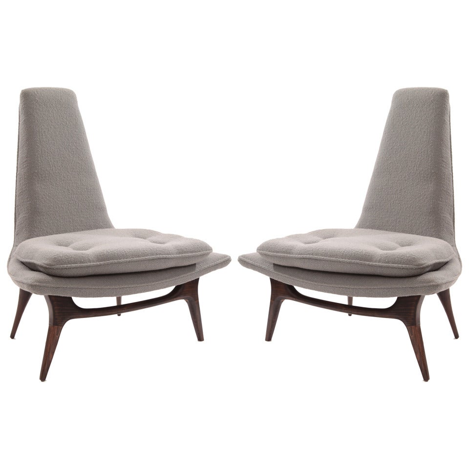 Sculptural Pair of Lounge Chairs by Karpen