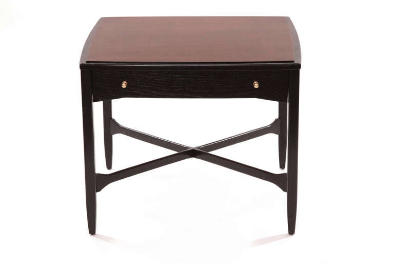 American Pair of Ebonized and Mahogany Night Stands