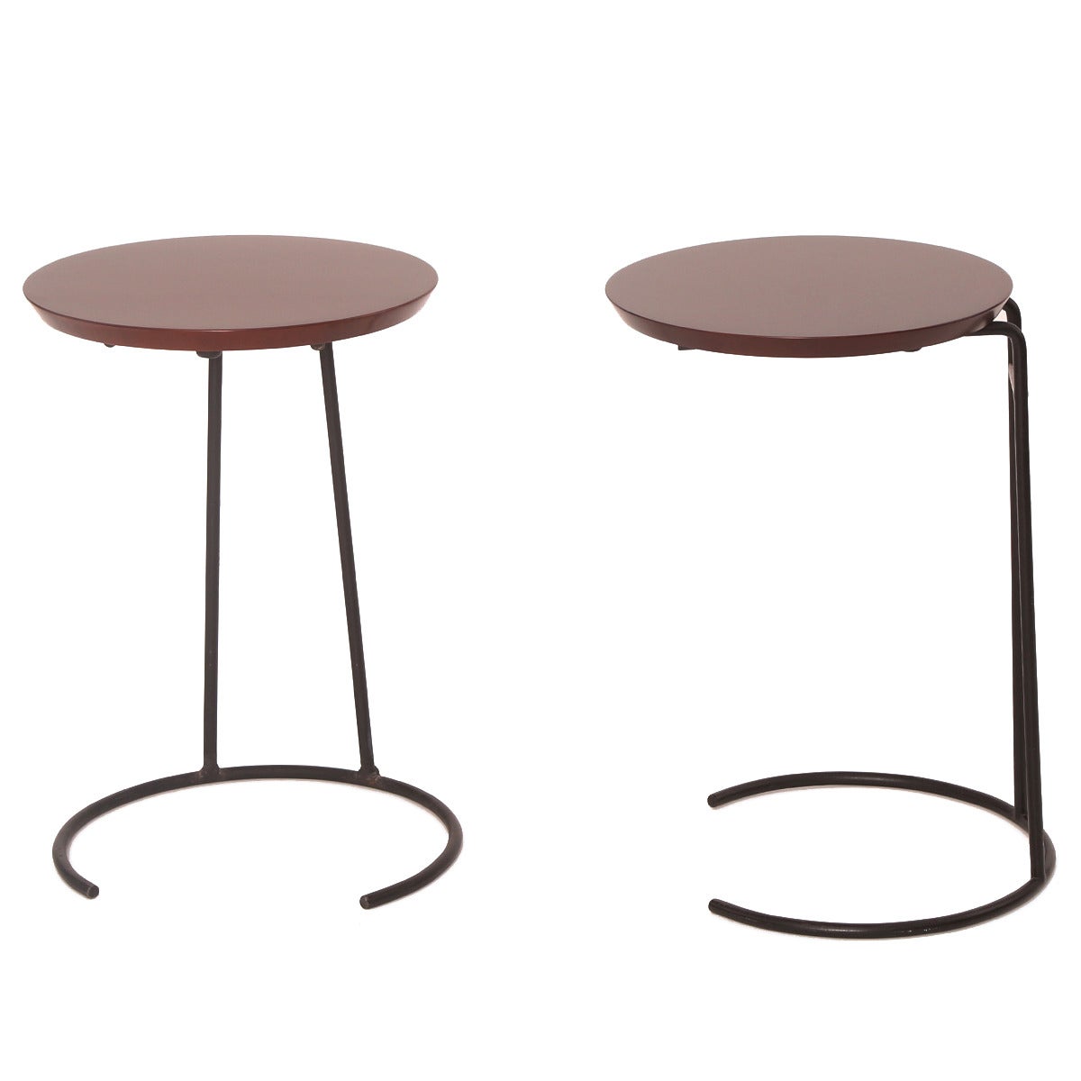 Pair of Jens Risom Iron & Maple Side Tables