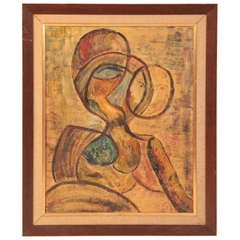 Vintage Abstract Figural Painting by Steven Sles