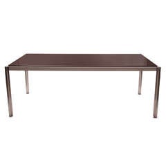 Rare Walnut and Aluminum Dining Table by Jens Risom
