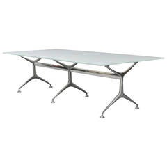 Alberto Meda Polished Aluminum and Sandwich Glass Dining Table