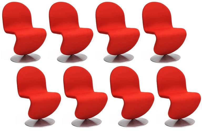 Set of 8 Verner Panton Fritz Hansen 123 Chairs