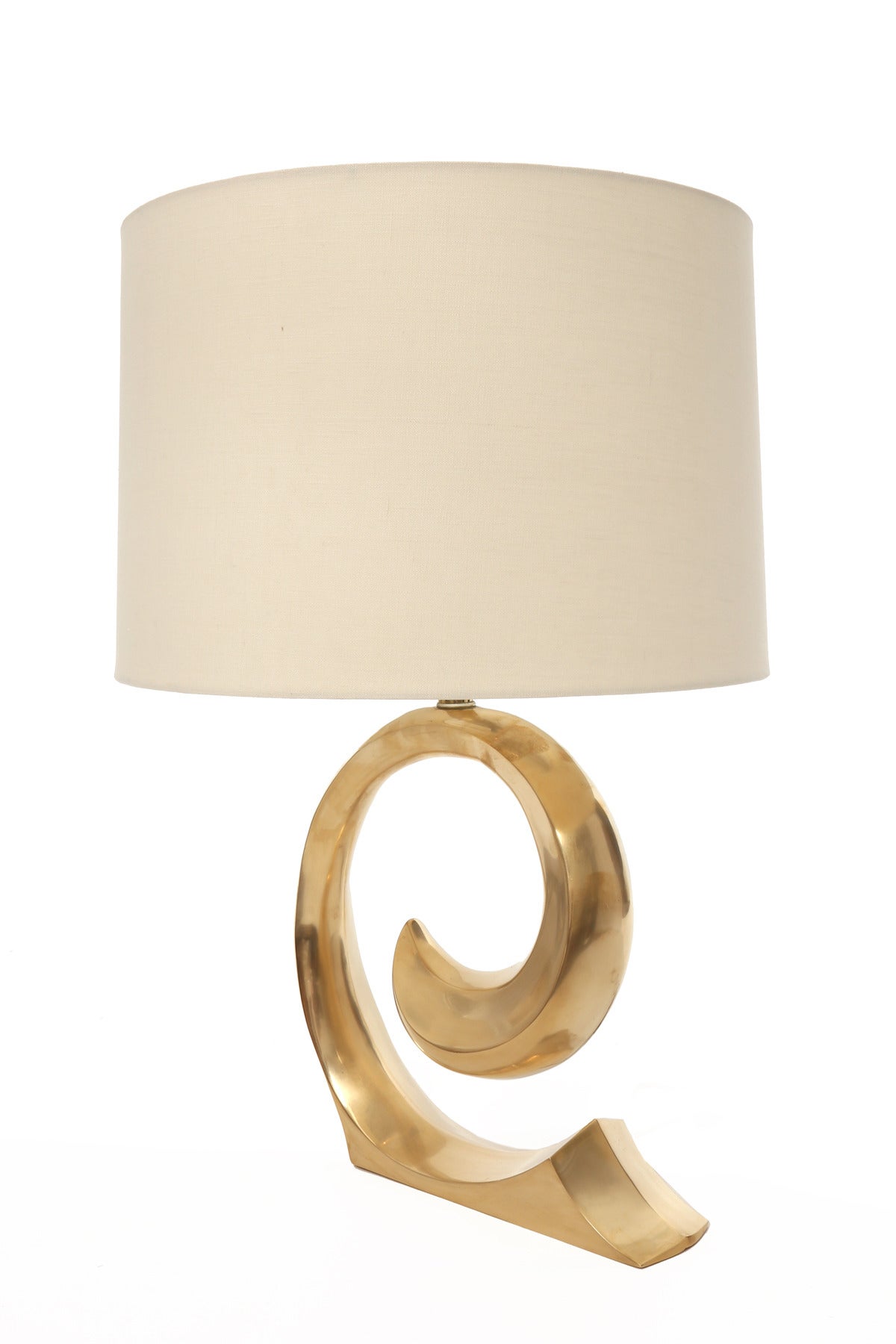 Elegant Pair of Pierre Cardin Satin Brass Lamps 1
