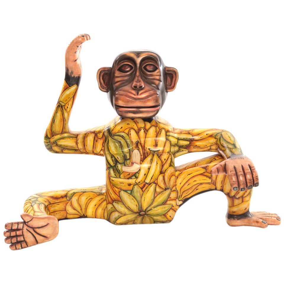 Lifesize Hand-Painted Monkey by Sergio Bustamante