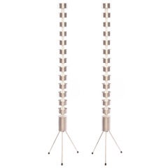 Pair of Stacked Aluminum French Floor Lamps