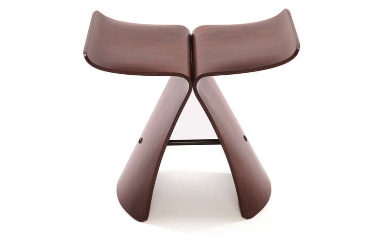 Early Sori Yanagi rosewood butterfly stool circa mid 1960's. This example can be used as a side table or stool and is a true icon of mid century design.