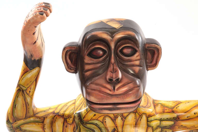 Mid-Century Modern Lifesize Hand-Painted Monkey by Sergio Bustamante