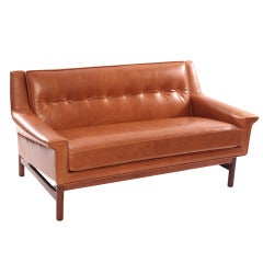 Gorgeous Caramel Leather and Rosewood Danish Loveseat