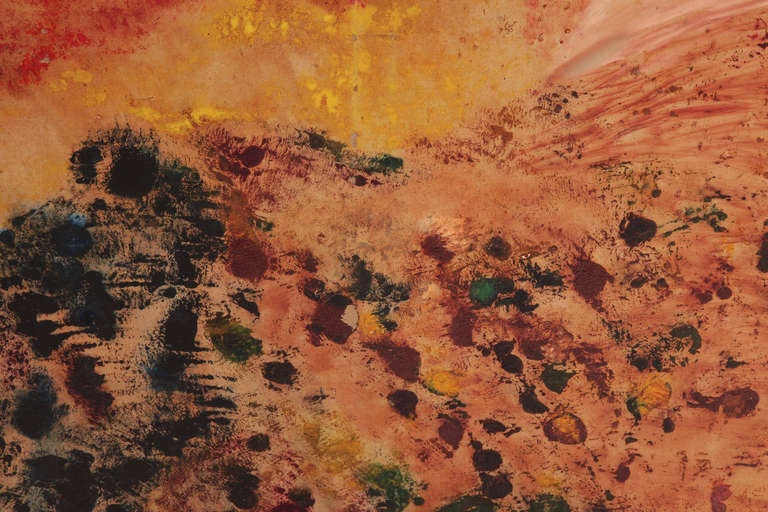 Mid-Century Modern Steven Sles, peinture à l'huile abstraite du milieu du siècle dernier sur lin en vente