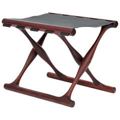 Rare Poul Hundevad Rosewood Folding Stool 4