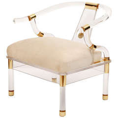 Phenomenal Lucite and Brass Armchair