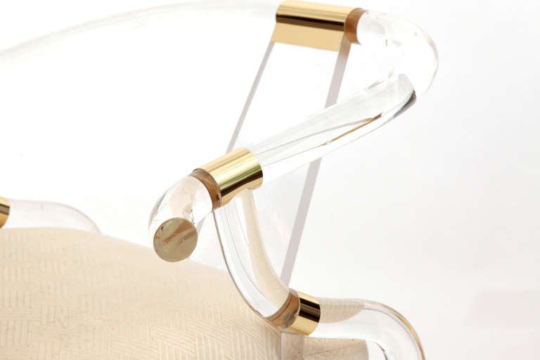 American Phenomenal Lucite and Brass Armchair