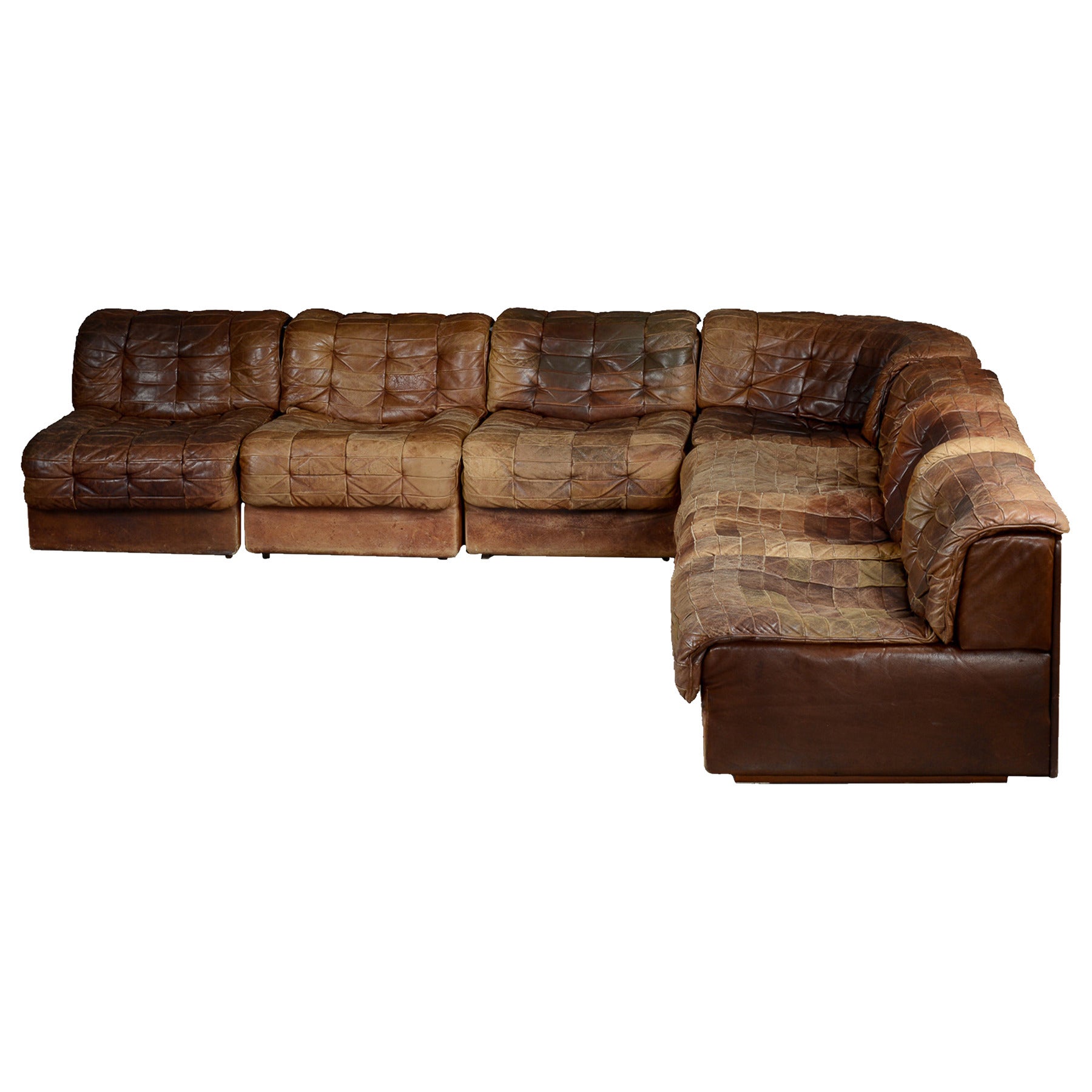 Seven-Section Leather Patchwork Sofa by De Sede
