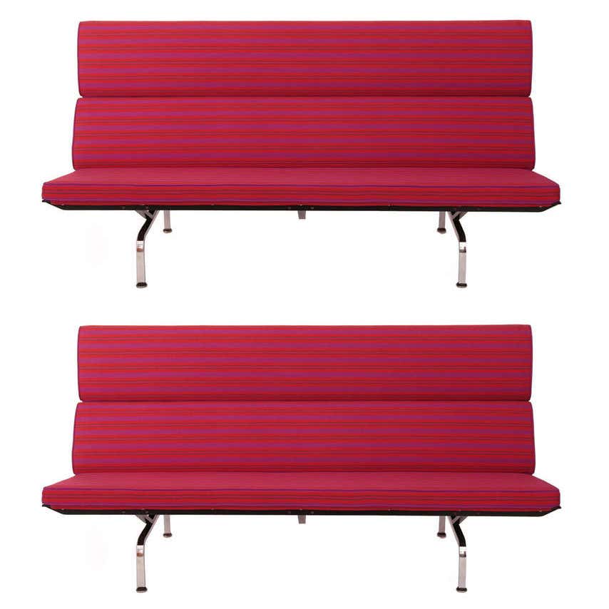 Rare Pair of Alexander Girard Fabric Eames 'Compact' Sofas at 1stDibs ...