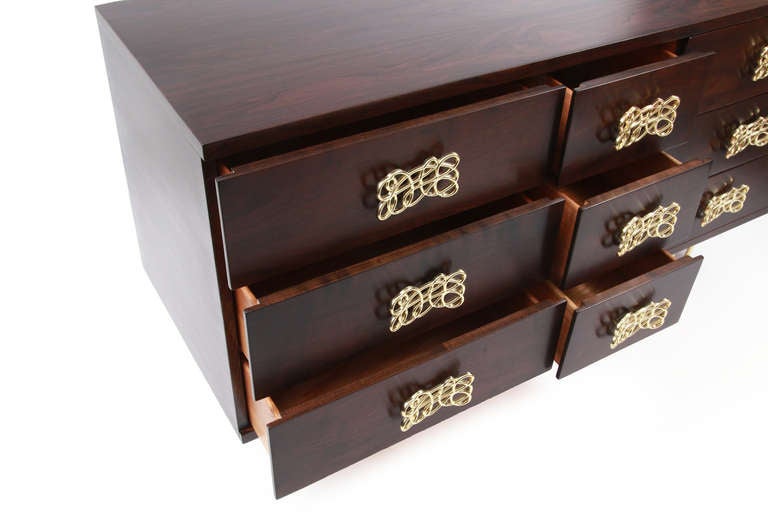 Striking Walnut and Brass Chest of Drawers 2