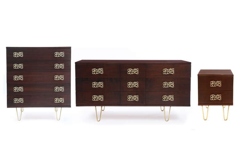 Striking Walnut and Brass Chest of Drawers 3