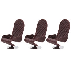 Verner Panton - Chaises en cuir marron 123 de grande taille des années 1970