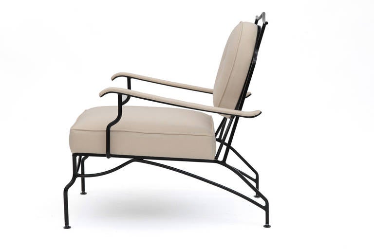Striking Pair of Aluminum and Upholstered Lounge Chairs 1