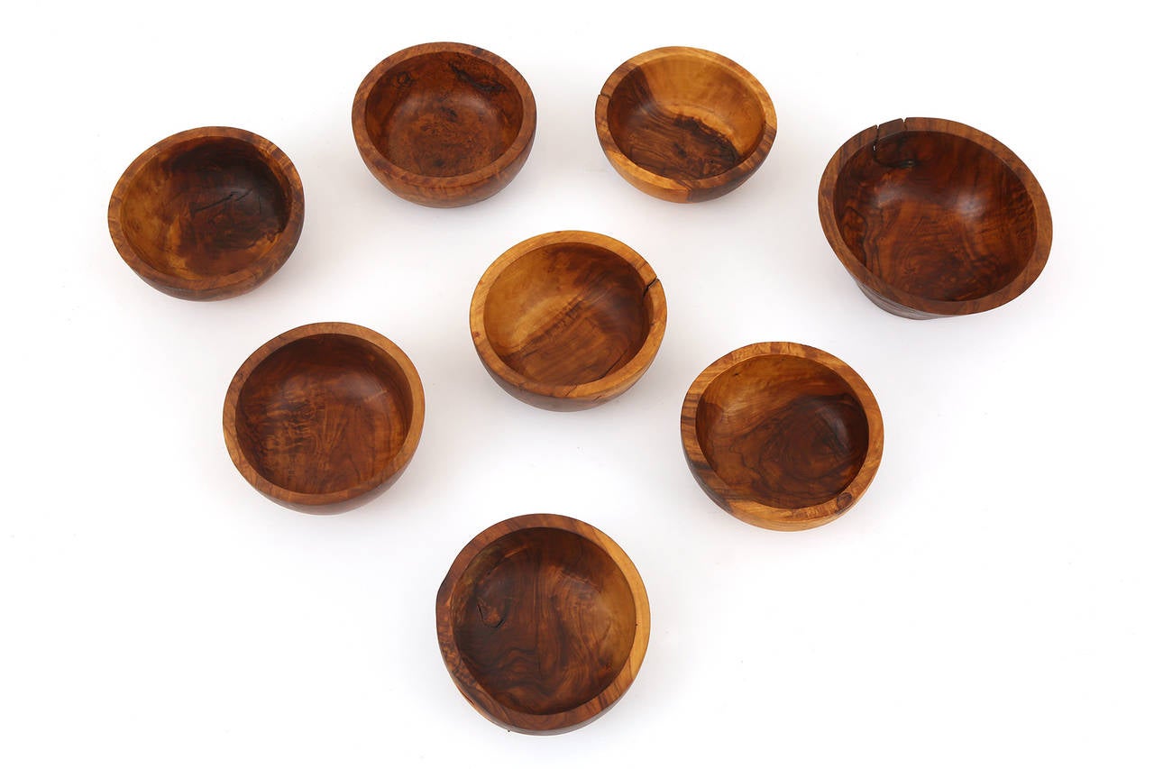 Mid-Century Modern Eight Stunning Olivewood Bowls
