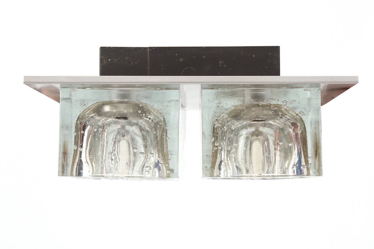Crystal and Steel 1970s Chandeliers by Sciolari for Lightolier 2
