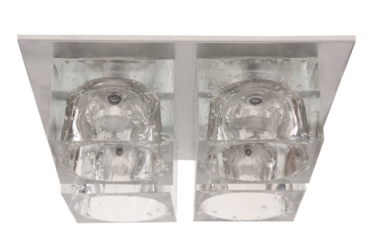 Crystal and Steel 1970s Chandeliers by Sciolari for Lightolier 1