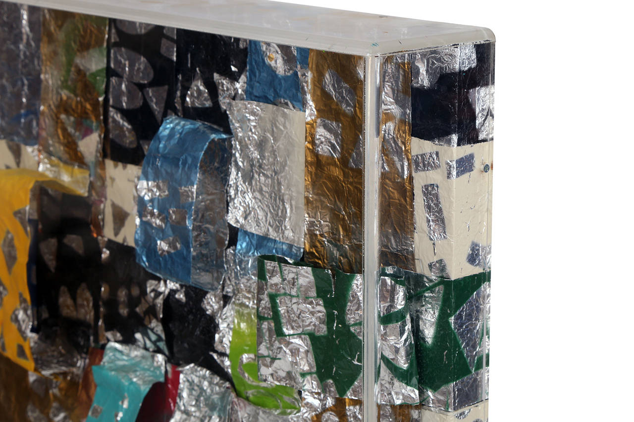 Massive Hand Painted Foil and Lucite Collage 1