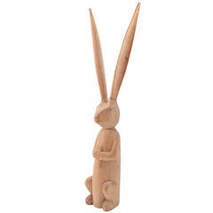 Vintage Massive Hand-Carved Bunny Sculpture