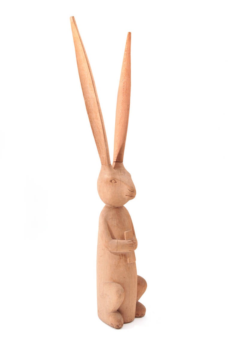 Late 20th Century Massive Hand-Carved Bunny Sculpture
